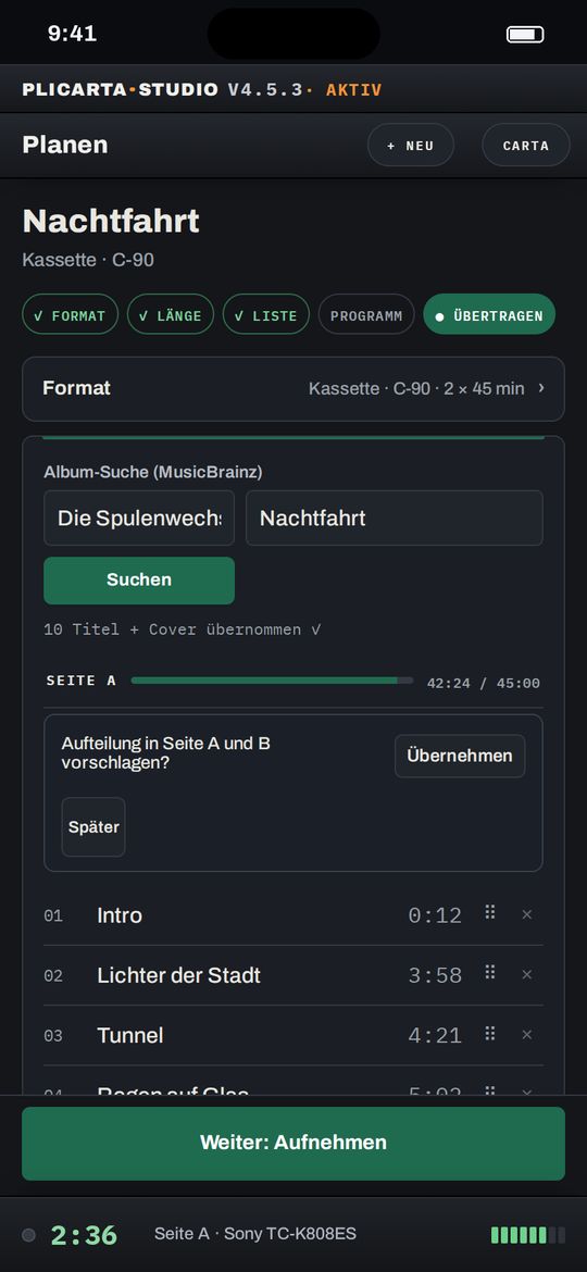 Albumsuche in Planen mit übernommenen Titeln