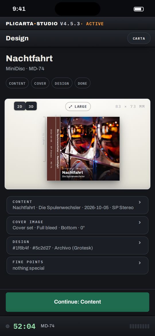 The same tape as a MiniDisc